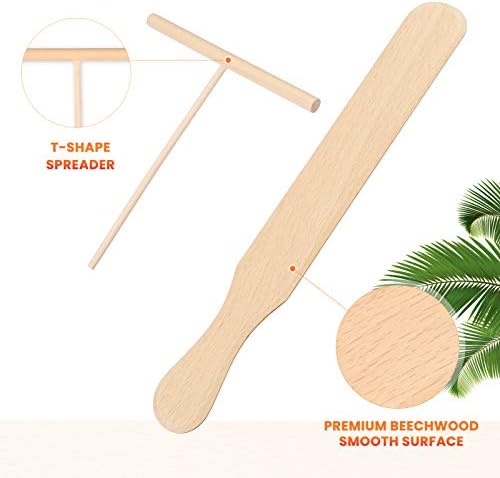 Cabilock 2pcs Wooden Crepe Spreader and Spatula Set Crepe Spatula Turner T Shaped Tool for Making Crepes