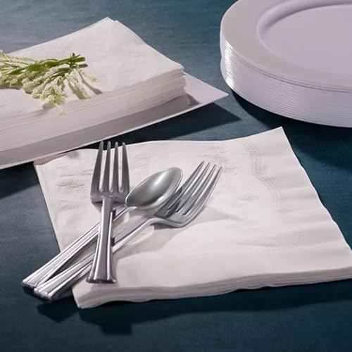 Lillian Tablesettings Premium White Napkins, Large Dinner Napkin, 3 Ply Paper White, 75 count image 5