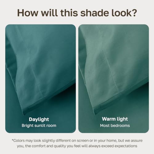 Image of California Design Den Natural 100% Cotton Bed Sheets Full Size Bed Set with Deep Pockets - Soft Sateen Weave, Durable Sheets Teal (Deep Tone)