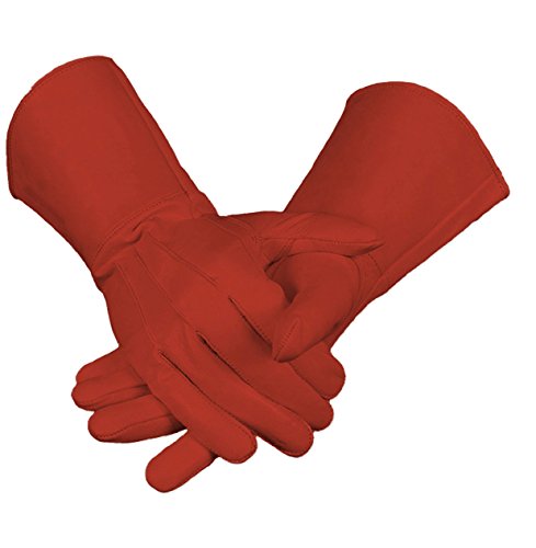 Orange Tan Leather Gauntlet Gloves Long Arm Cuff (X-Large)