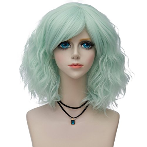 Lolita Ombre Lolita Min Curly Wig Part Bangs Medium Curly Women Costume Cosplay Wigs F12+Cap