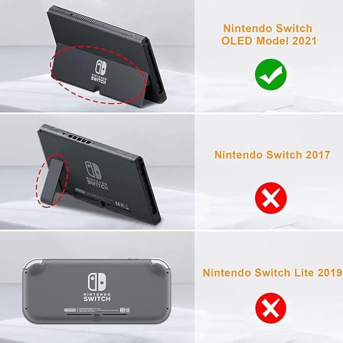 Image of TMG Switch Protective Case Design for Dockable Hard Shell Shockproof Cover Skin, Design for Switch OLED-Red
