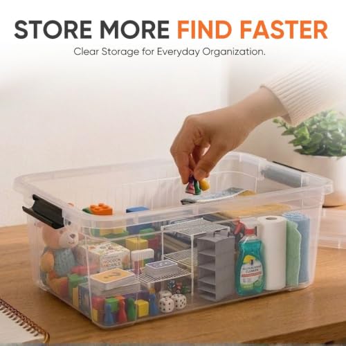 Image of Superio 21 Quart Clear Plastic Storage Boxes with Lids, Stackable Organizer Containers, BPA-Free Storage Bins for Home, Office, School & Dorm, 6 Pack