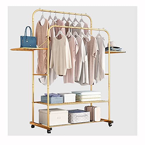 erkebspm Percheros Perchero Perchero Perchero Colgando Ropa Estantes De Varillas Dobles Soporte De Exhibición De Ropa De Metal Estantes De 2 Niveles Para Dormitorio Lavandería Sala De Estar/Oro