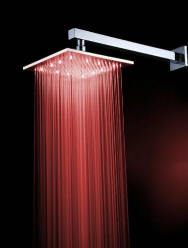 Handheld Shower Chromed Brass 8 LED Square Rain Shower Head with 16''Shower Arm Set