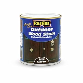 Rustins Quick Dry Outdoor Wood Stain Dark Oak 500ml- Durable and Weather-Resistant Finish, Fast Drying, Vibrant Color for Decks, Fences, & Furniture, Available in Many Wood Shades
