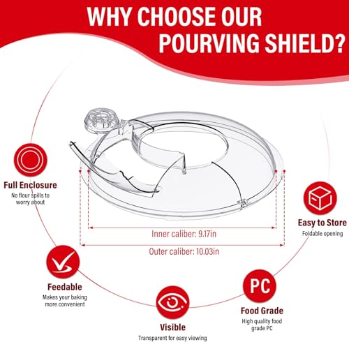 Image of Pouring Shield for KitchenAid 6-7Qt Bowl Lift Stand Mixer (for Stainless Steel Bowls Only), Splash Guard Mixers Bowl Cover for Kitchen aid 6-7Qt Accessories and Attachments (Clear)