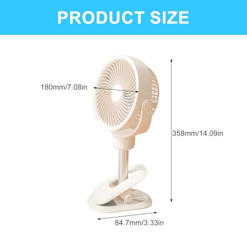 Ventilador de suelo recargable USB con luz LED y clip para mesa 8