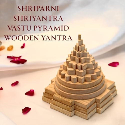 Image of REMEDYWALA Handcrafted Energized Meru Shriparni(Sevan or Saven) Sriyantra Wooden Meru Wooden Shri Yantra for Vastu Money Abundance for Home & Office Temple (5.5 Inch Approx.)