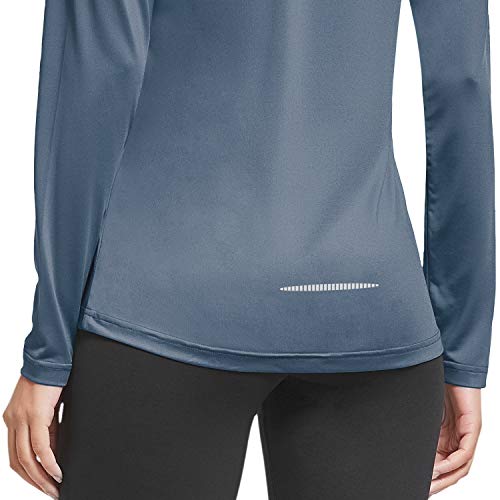 BALEAF Women's Long Sleeve Workout Shirts Sun Protection Activewear Running Tops Grey Size M