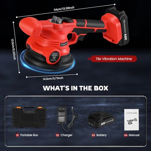MINENICE Fliesen Maschine Elektrischer Fliesen Vibrator mit 145 mm Saugtasche 0-18000 U/min Kontinuierliche Geschwindigkeitssteuerung Vibrationswerkzeug für das Verlegen von Wandfliesen