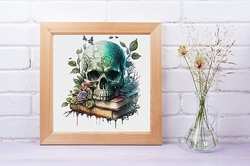 Image of Moohue Stamped Cross Stitch Kits for Adults Clearance Skull 14CT Pre Printed Cross Stitch Kits for Beginners (Skull 3)