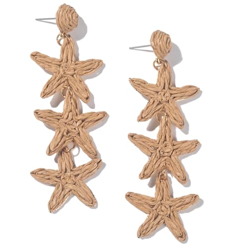 Boho Starfish Shell Seashell Earrings Cute Dangle Drop Earrings Statemnet Trendy Summer Beach Jewelry Long Fun Earring for Women(Sand) by FANCY SHINY - Used condition - US$11.04