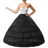 MeiLiMiYu Full Shape 6 Hoop Skirt Ball Gown Petticoat Underskirt Slip for Wedding Dress (Black)