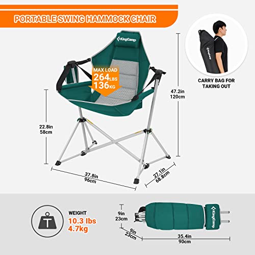 Kingcamp Aluminum Alloy Durable Hammock Swing Chair,Foldable Portable Rocking Camping Chair With Headrest Adjustable Back,Outdoor Camp Chairs For Travel Sport Games Concert Garden #TOP2
