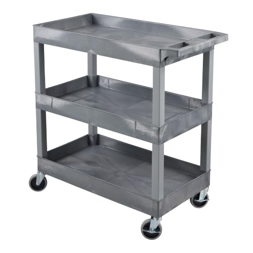 Image of Luxor 32 inch x 18 inch Tub Storage Cart 3 Shelves - Gray