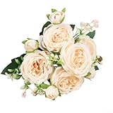 Pfingstrosenstrauß aus Seide, 5 Stück, für Hochzeiten, Partys und Heimdekoration, lebensechte künstliche Blumen für Tischdekoration und Blumen-Styling (hellrosa)