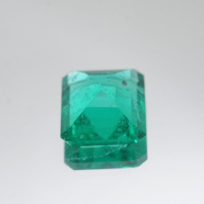 Pierre précieuse émeraude laboratoire rectangulaire 11x9 mm fabrication bijoux - 4