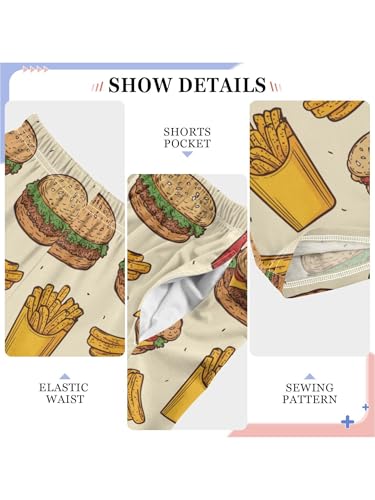 ZZKKO Fast Food and French Fries Hamburger Boys Pants for Kids Jogger Pants with Pockets S4
