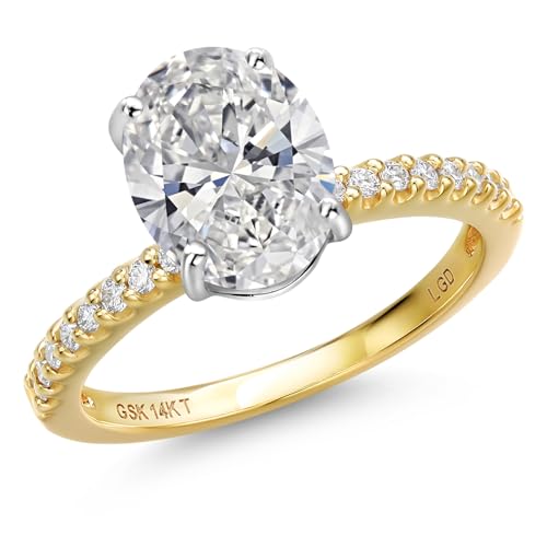Gem Stone King 0.75-5 Ct IGI Certified Lab Grown Diamond in 14K Two-Tone Gold Engagement Ring For Women | E-F Color | VS1 Clarity | Wedding Anniversary Gold Ring For Women | Available In Size 5-9