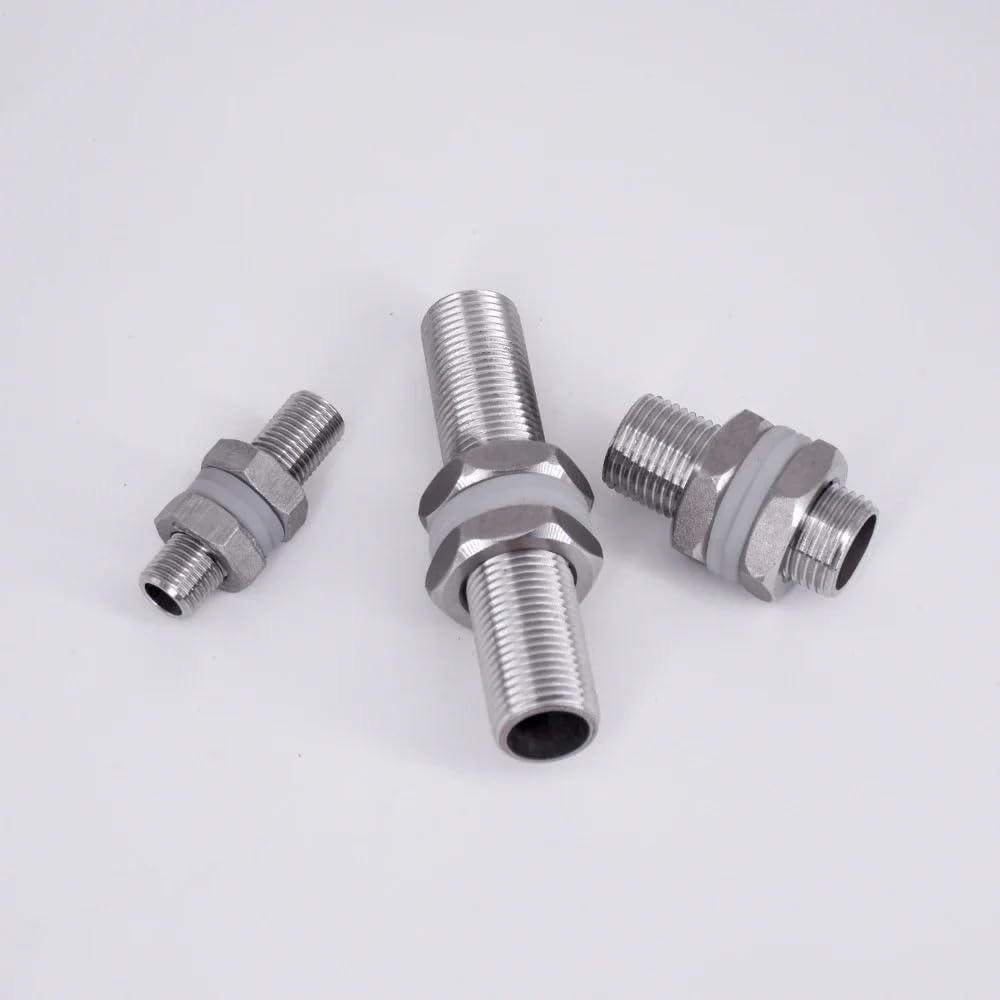 Conector pasamuros rosca completa BSP acero inoxidable, 1 Unidad