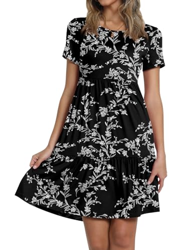 Image of TAOHUADAO 2026 Summer Dresses for Women Short Sleeve Ruffle Casual Sundress with Pockets