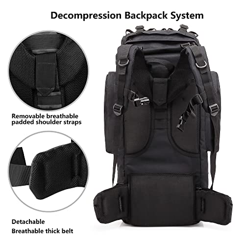 King'sguard Internal Frame Hiking Backpack 65L Backpacking Backpack With Rain Cover Waterproof Camping Rucksack For Men And Women (Black) #TOP3