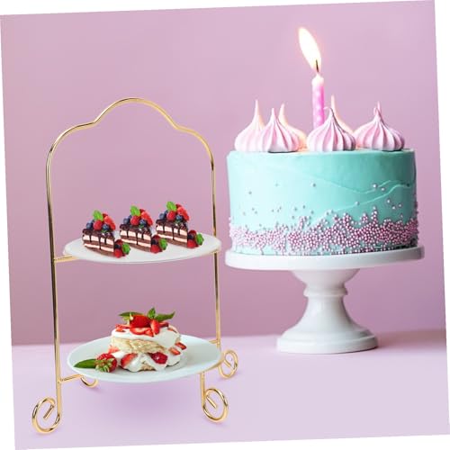 Présentoir à gâteaux double couche fer forgé buffet fruits et mariage - 3