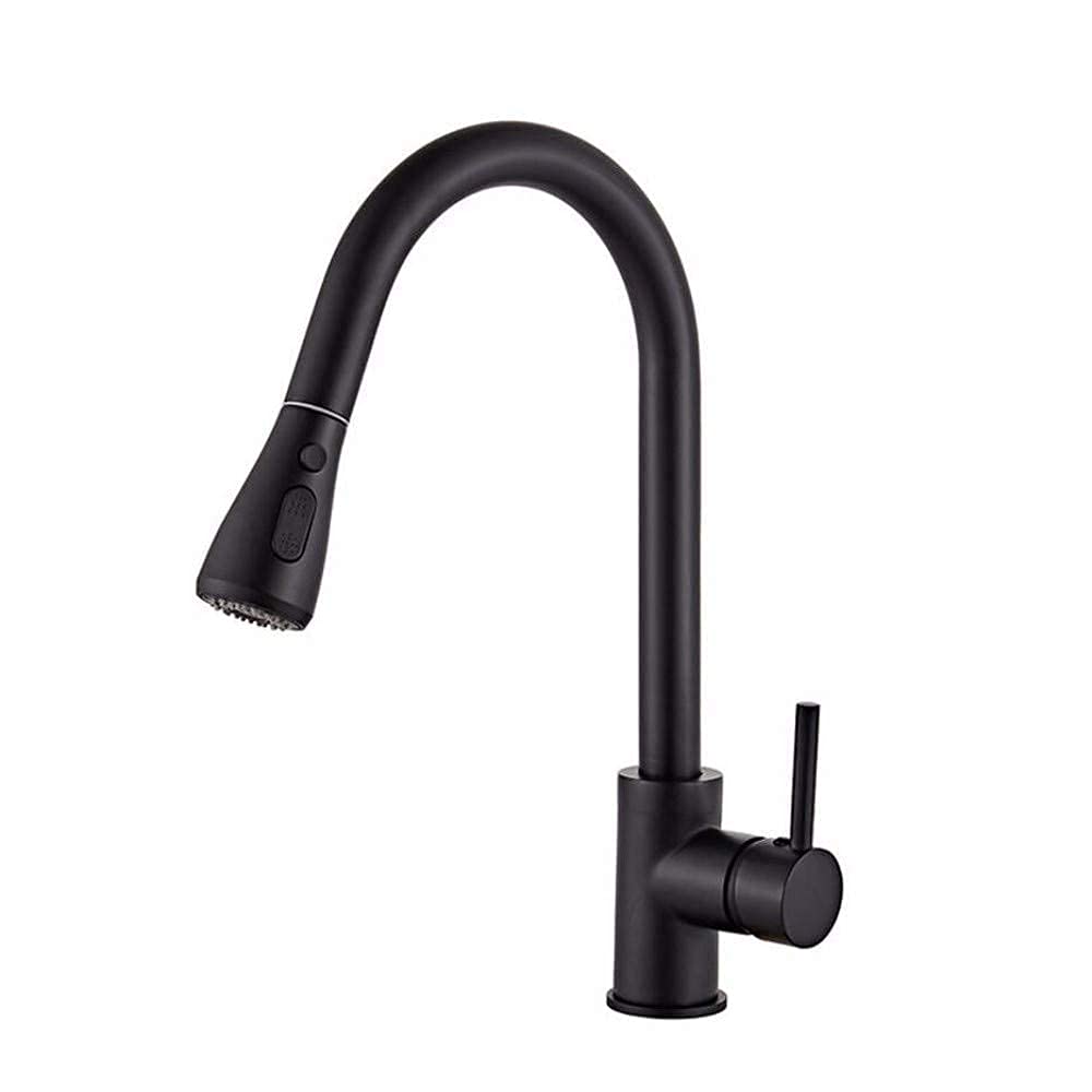 ZQFHSX Kitchen Mixer tap Black Washing Pot Faucet Cold and Hot Pull Type Expansion Rotation,Black B(2) LWX
