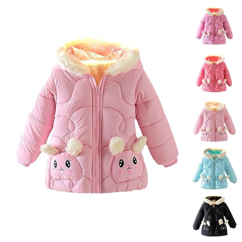 KAGAYD Toddler Girls Winter Coat Ears Hood Down Jacket Hooded Puffer Jacket Padded Down Coats Windproof Snow