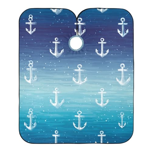 Capa para barbería impermeable azul ancla náutica 55x65 in miniatura 1