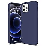 CANSHN Coque Silicone Compatible avec iPhone 12 Pro Max, [Toucher Soyeux] Protection complète du Corps Antichoc avec Doublure en Tissu Microfibre Doux pour iPhone 12 Pro Max 6,7 Pouces - Bleu Marine