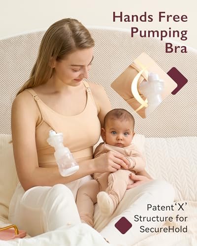 Image of Momcozy Hands Free Pumping Bra, Adjustable Breast-Pumps Holding and Nursing Bra, Pumping & Nursing Bra in One
