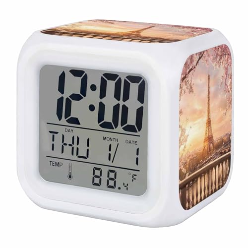 , Eiffel Tower Digital Clock With Led Display For Bedroom Be
