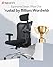 SIHOO M18 Ergonomic Office Chair for Big and Tall People Adjustable Headrest with 2D Armrest Lumbar Support and PU Wheels Swivel Tilt Function Black