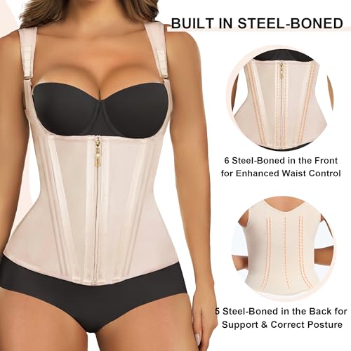 Image of SHAPERX Waist Trainer Corset for Women Tummy Control Sport Girdle Hourglass Waist Cincher Body Shaper with Steel Boned