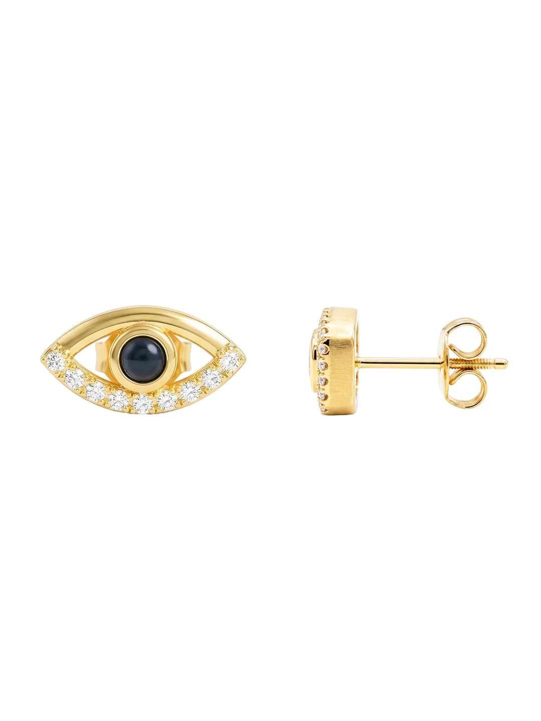 minutiae Evil Eye Stud Earrings for Women, Gold Tone CZ Fashion Jewellery-picture-2