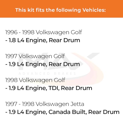 Image of Max Advanced Brakes Front Brake Kit Compatible With 1997-1998 VW Jetta 1.9L Canada Built Rear Drum Golf 1.8L 1.9L Replacement Premium OE Disc Brake Rotors and Ceramic Brake Pads