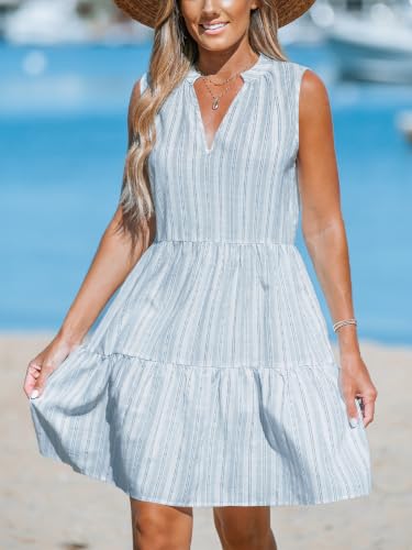 Image of CUPSHE Women's Ruffle Mini Dress Split V Neck Casual Summer Beach Dress