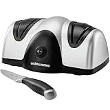 Andrew James Electric Knife Sharpener | Professional Knives Sharpener for Kitchen Knives & Chefs Knives | Electric Knife Sharpeners with 2 Grinding Wheels | Grinds, Sharpens and Hones Blades