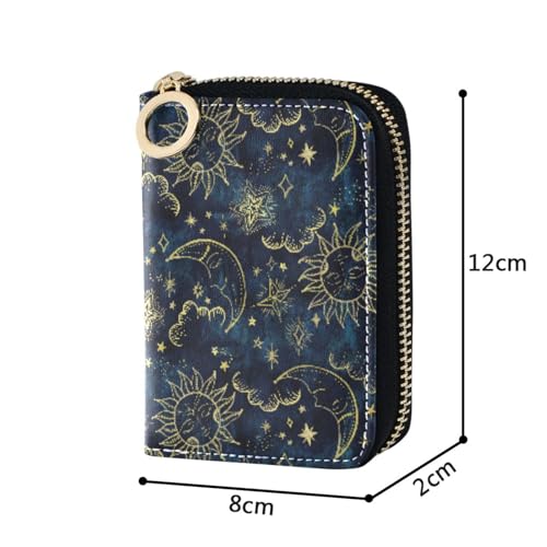 Vintage Moon Sun Star Sky RFID Credit Card Holder Leather With Zipper Card Case Wallet for Women Girls4