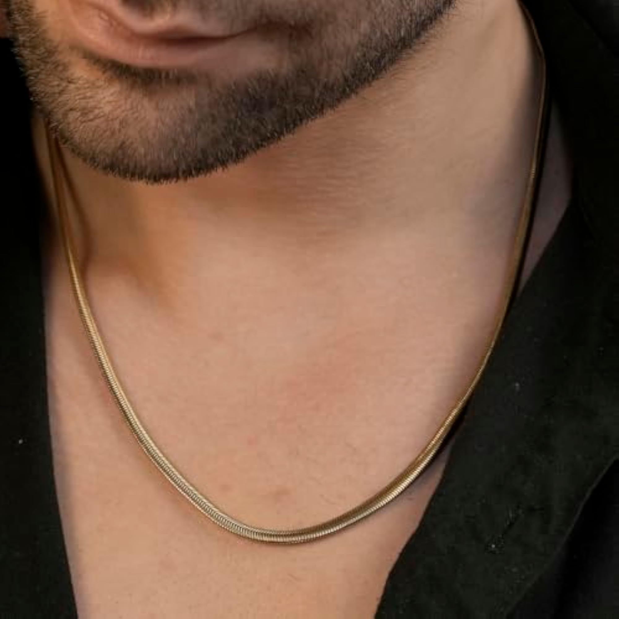 Men's 18K Gold Plated Anti Tarnish Waterproof Snake Chain