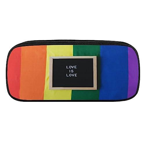 Fionel Love-Is-Love Pu Leather Quad Pen Case Zipper Pencil Pouch Holder For Pens Case Office Storage Box Organizer Pen Bag(8×1.5×3.5 In) #TOP20