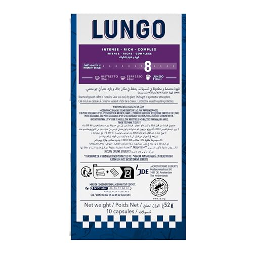 MAXWELL HOUSE- Lungo - Intensity 8-10 Aluminium Coffee Capsules Compatible with Original Nespresso Machine (Pack of 1)