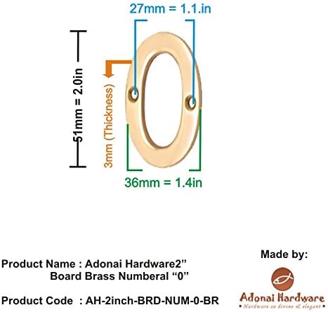Adonai Hardware 2" Broad Brass Numeral (0)-Satin Brass