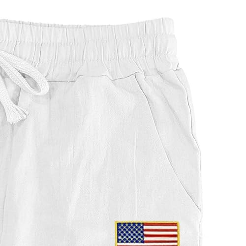 Men's Patriotic American Flag Pants Casual Drawstring Linen Pants Solid Color Print Pants Workout Joggers Sweatpants3