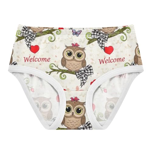 Cute Cartoon Owls Butterflies Beige Toddlers Underwear Floral 2t Cotton Cute Panties Girl Print Briefs Underpants