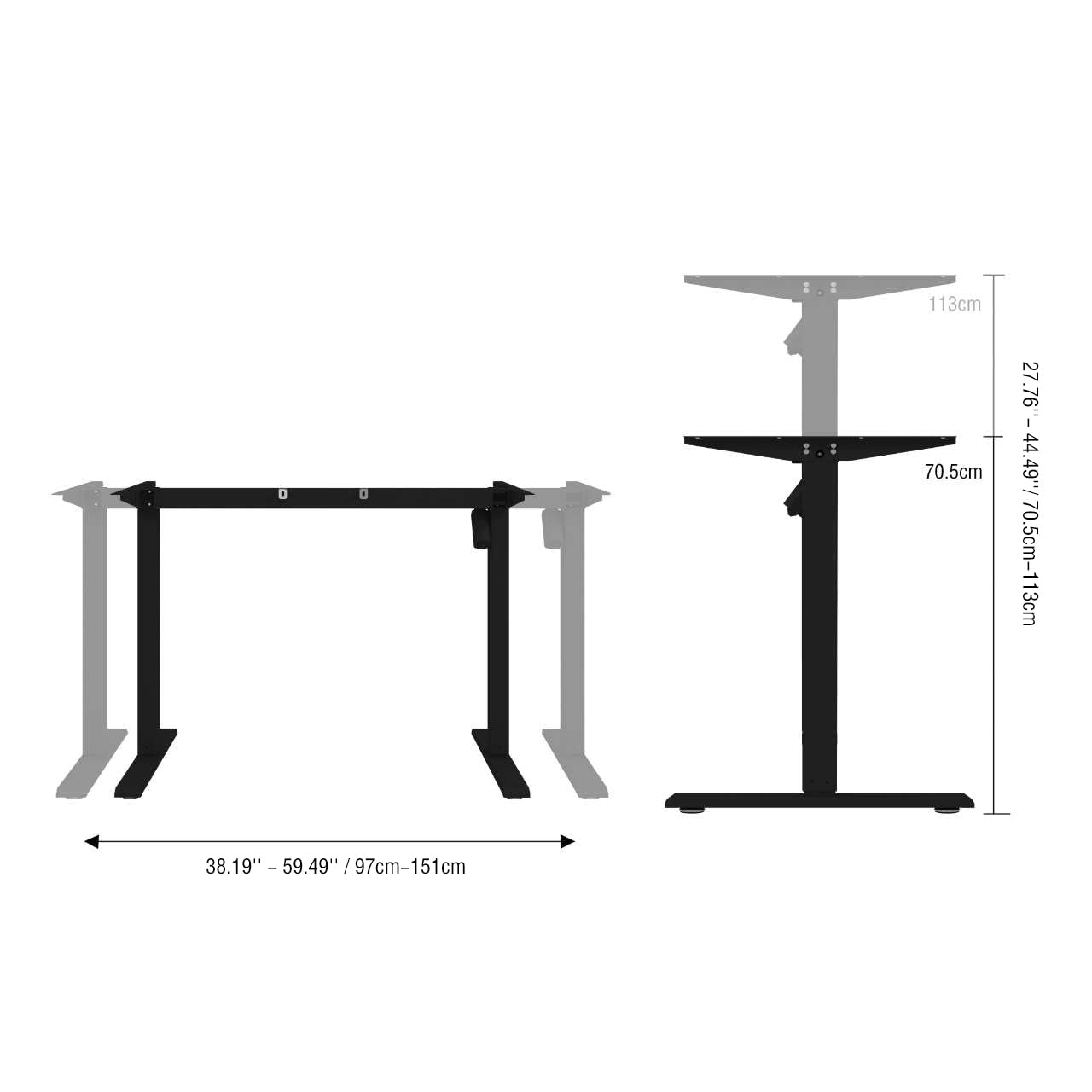 Panana Electric Standing Computer Desk Frame Height Adjustable, Single Motor Frame Workstation for Home Office, Black