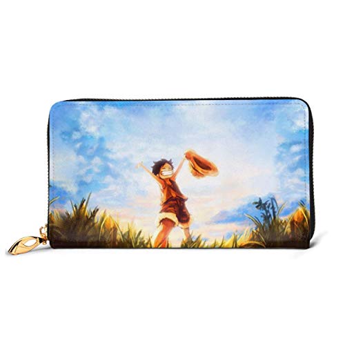 Preisvergleich Produktbild Einteilige Geldbörse aus echtem Leder mit Reißverschluss, lange Clutch, Münzfach, Kartenpaket für Damen und Herren