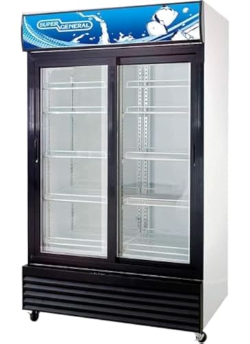 Super General 1000 Liters Double Layered Glass Sliding Door Chiller SGSC1017IS, 8 Shelves, Lock and Key, Fan Cooling, Sliding Door, 100W x 70D x 202.3H cm, White/Black, 1 Year Warranty